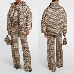 NWT Valentino Iconographe Jacket Logo Print Allover Down-filled Stand Collar